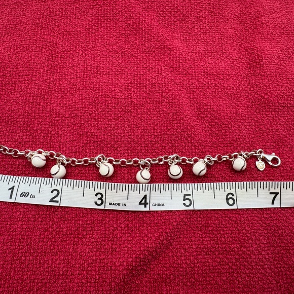 RARE Designer Hidalgo Sterling Silver Enamel 7 Baseball Charm Bracelet - 7" - Picture 2 of 4
